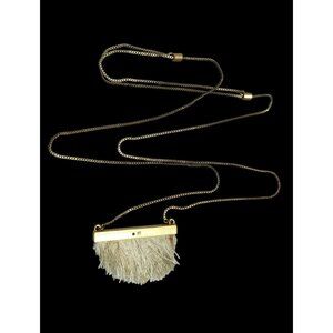 Madewell Dreamkeeper Cream And Gold Tone Fringe Pendant Necklace